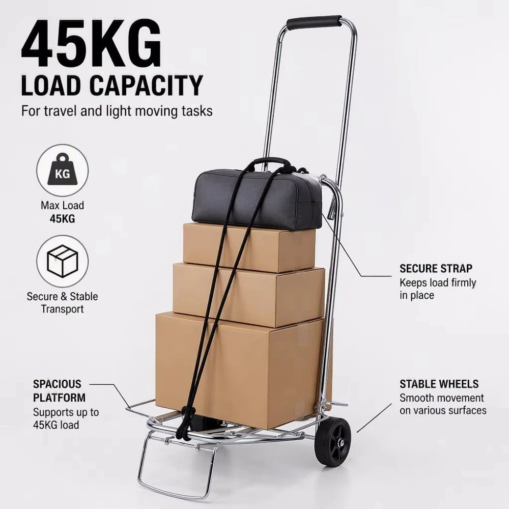 Chromed Metal Foldable Luggage Cart