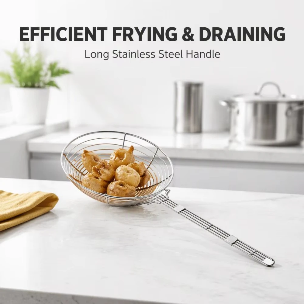 Steel Kitchen Fryer Basket With Long Handle