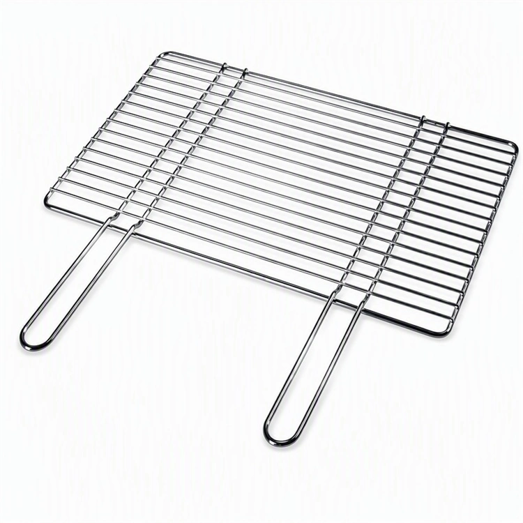 Jaring Grill BBQ Anyaman Keluli Tahan Karat dengan Pemegang Membawa
